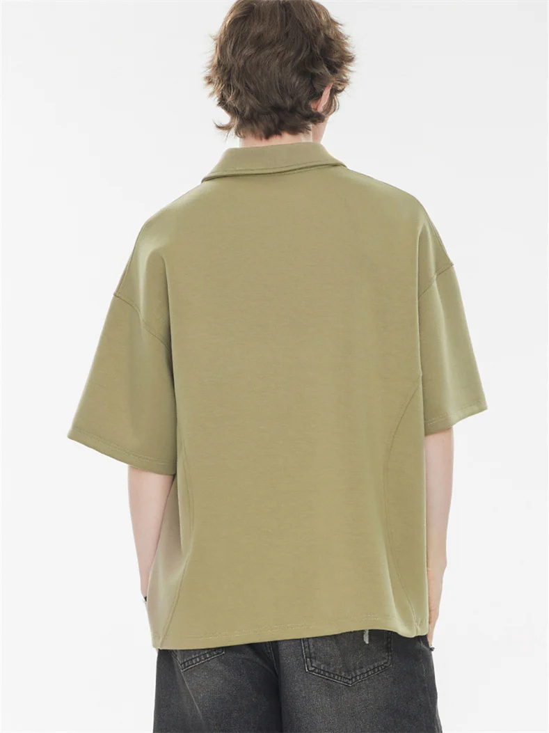 Simple Slogan Collared Casual Mid-sleeve T-shirt - Image 6