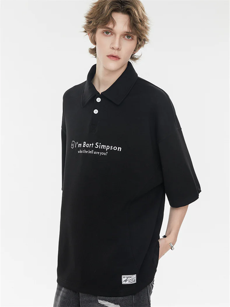 Simple Slogan Collared Casual Mid-sleeve T-shirt - Image 7