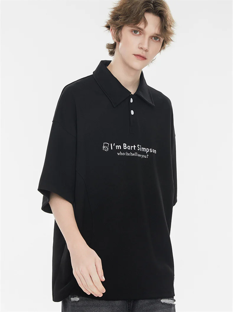 Simple Slogan Collared Casual Mid-sleeve T-shirt - Image 8