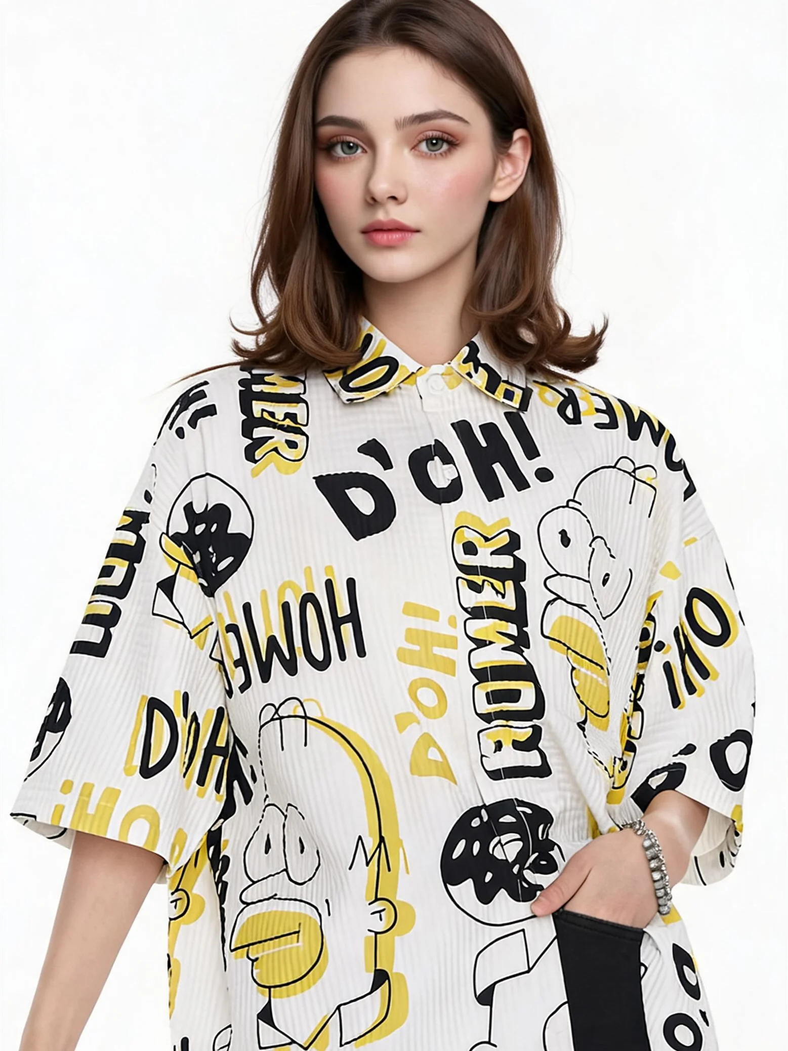 Bubble Texture Loose Collar Sun Protection Shirt - Image 2