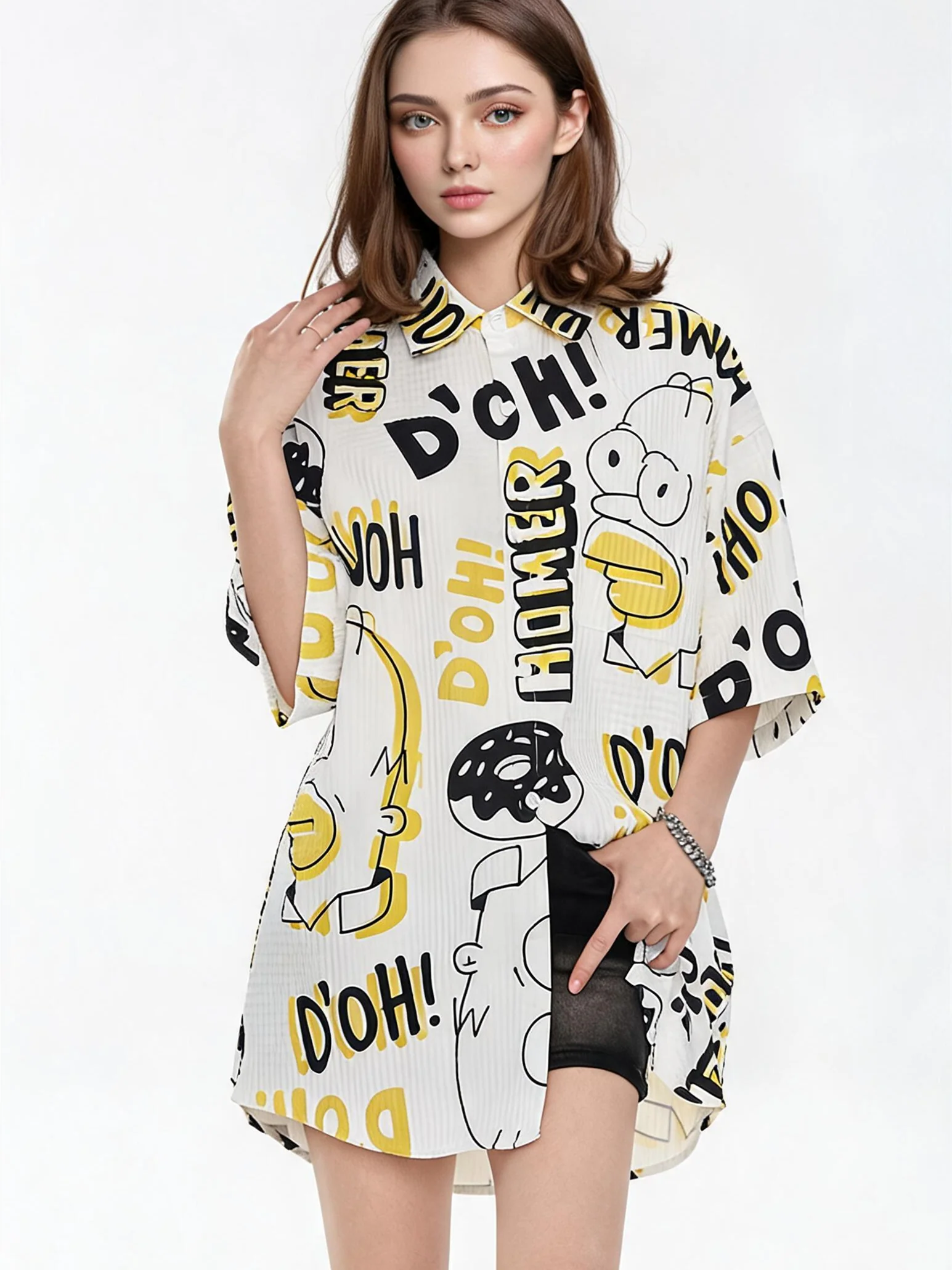 Bubble Texture Loose Collar Sun Protection Shirt - Image 3