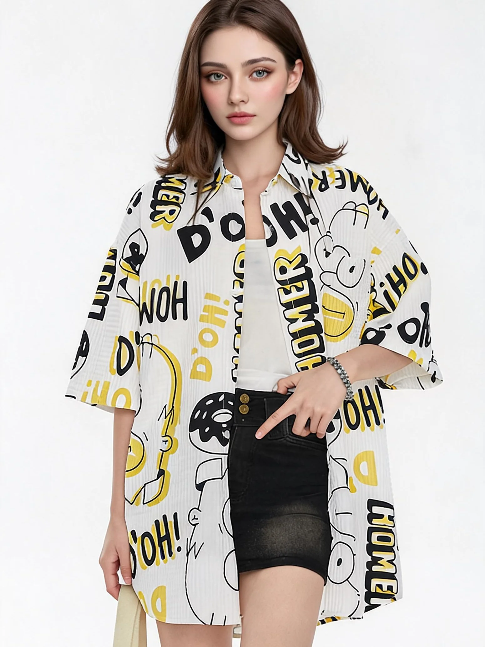 Bubble Texture Loose Collar Sun Protection Shirt - Image 9