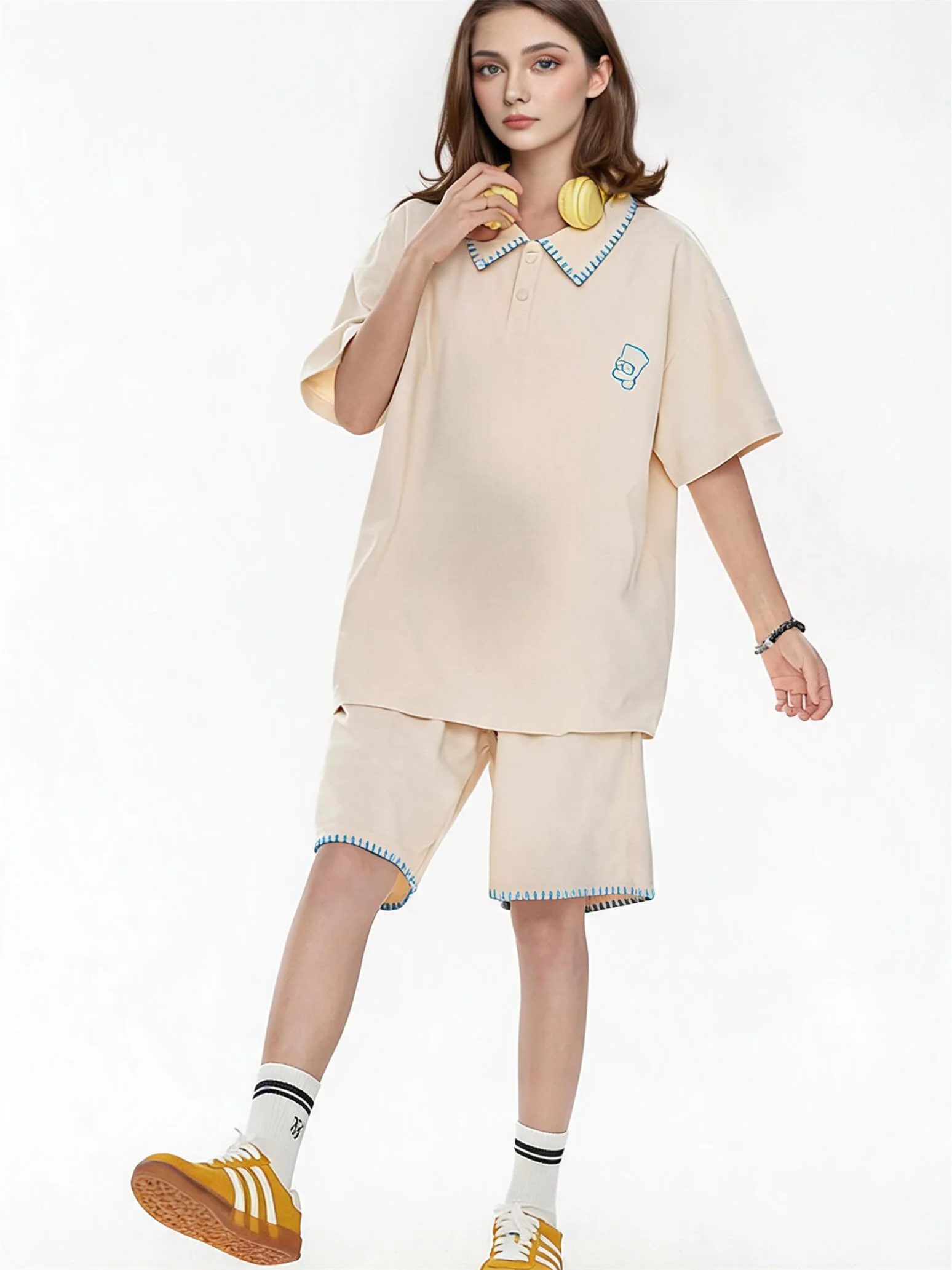 Raglan Sleeve Wide-leg Pants Lazy Style Set - Image 2