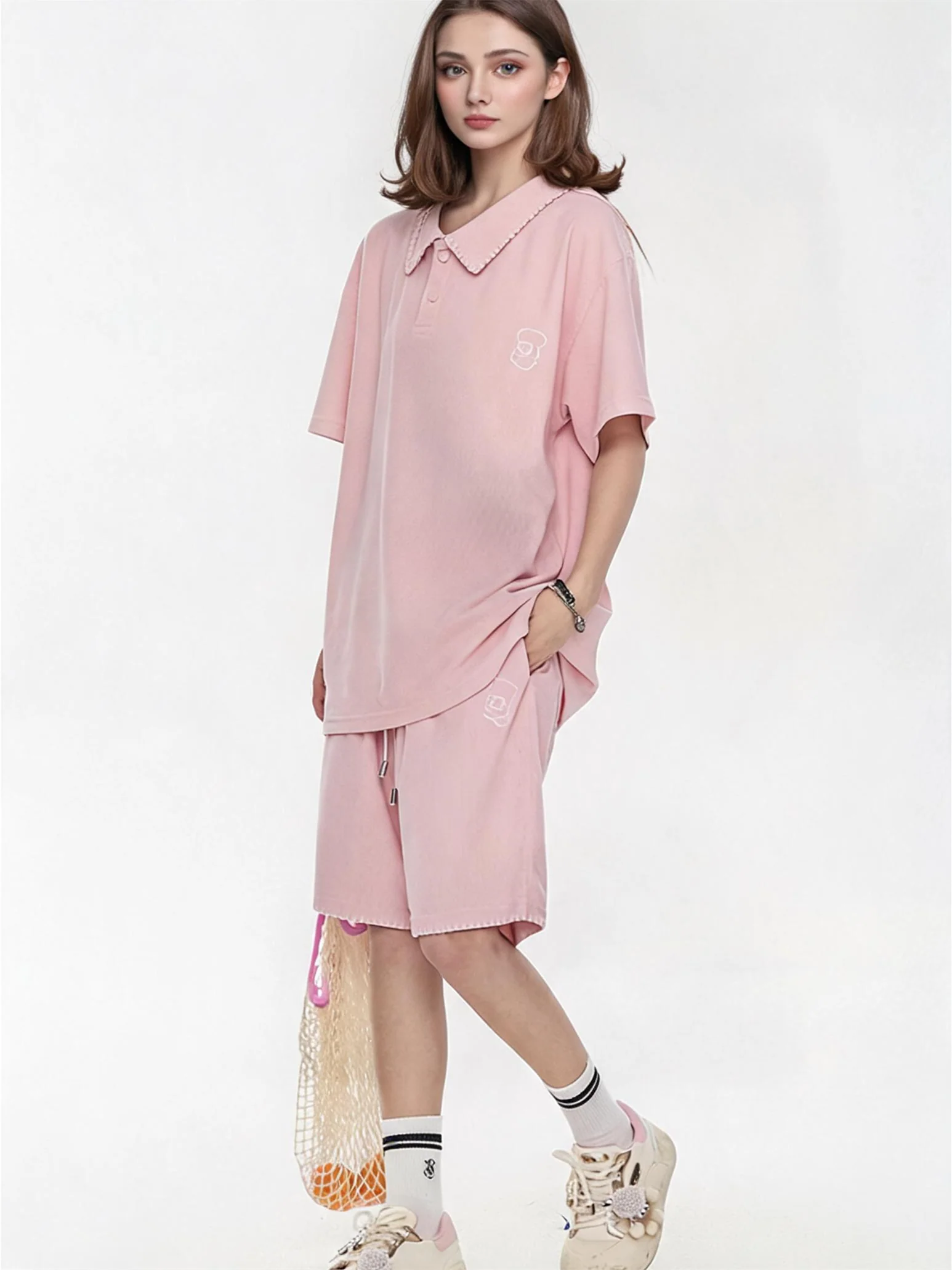 Raglan Sleeve Wide-leg Pants Lazy Style Set - Image 6