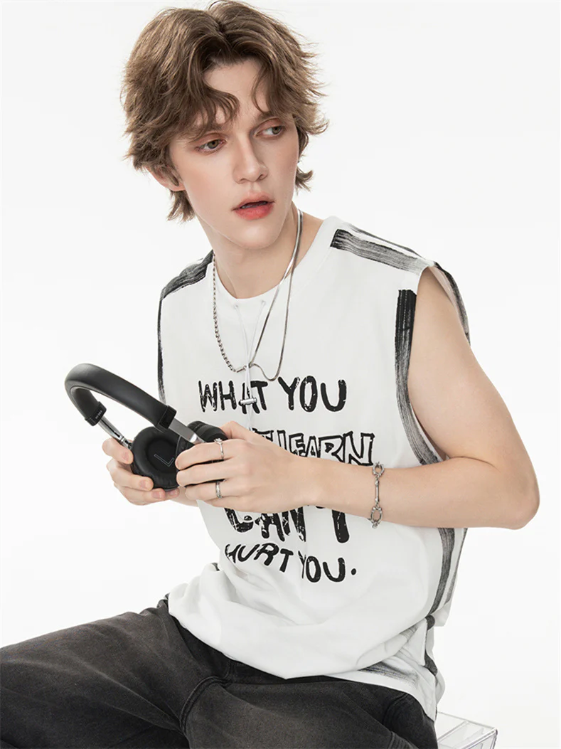 Street Graffiti Loose-fitting Sleeveless Sports Top - Image 2