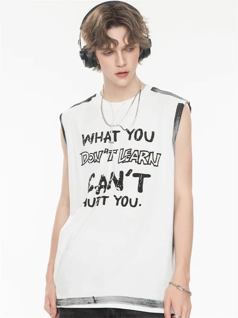 Street Graffiti Loose-fitting Sleeveless Sports Top - Image 3