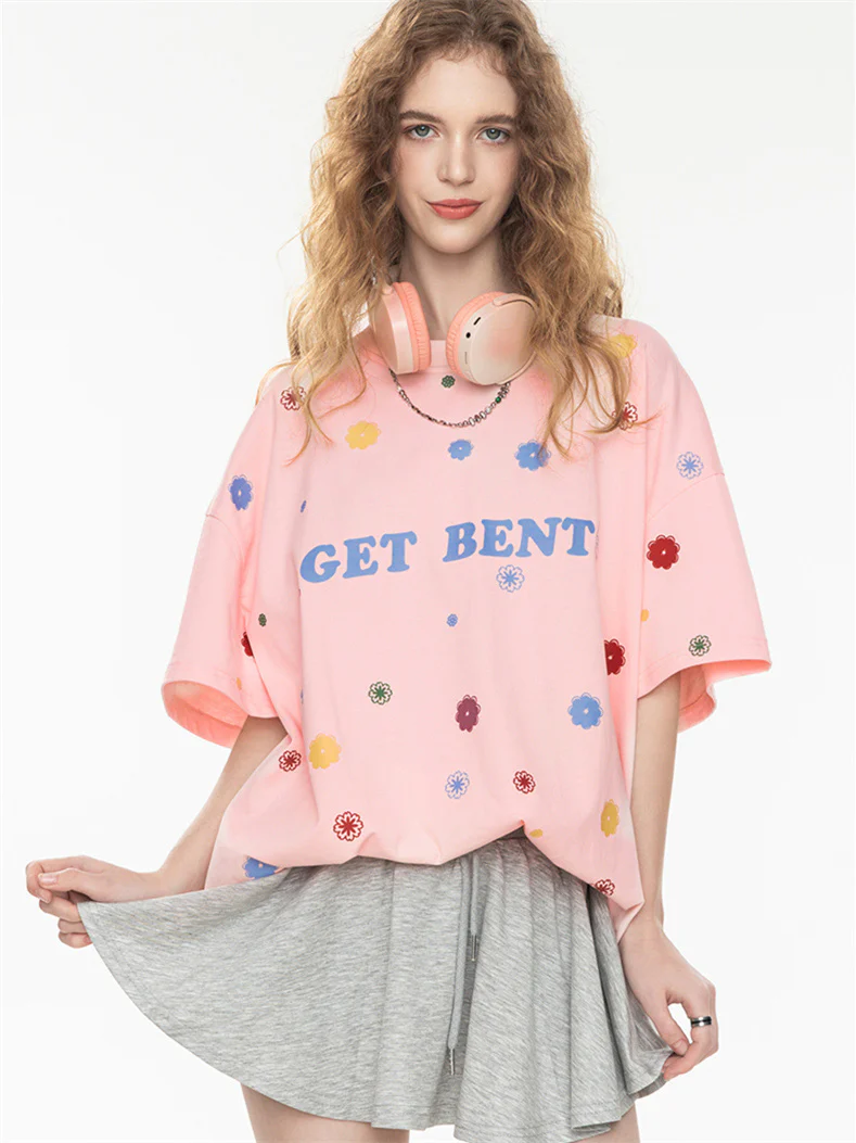 All-over Floral Print Loose-fitting Short-sleeved T-shirt For Couples - Image 10