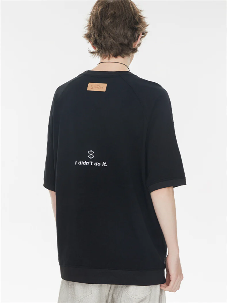 Raglan Sleeve Small Letter Loose Three-quarter Sleeve T-shirt - Image 9