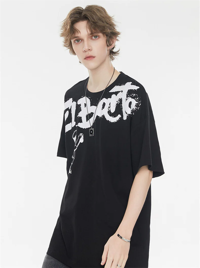 American Street Style Cartoon Graffiti Oversized T-shirt - Image 10