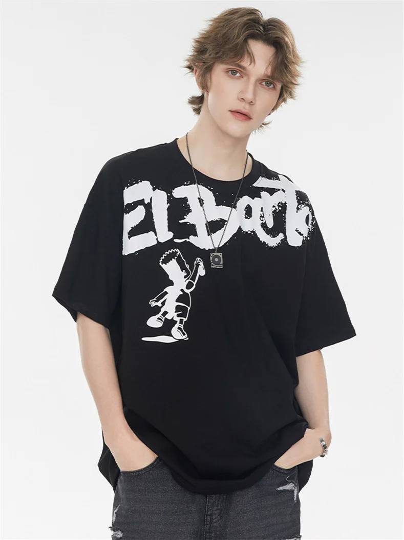 American Street Style Cartoon Graffiti Oversized T-shirt - Image 12