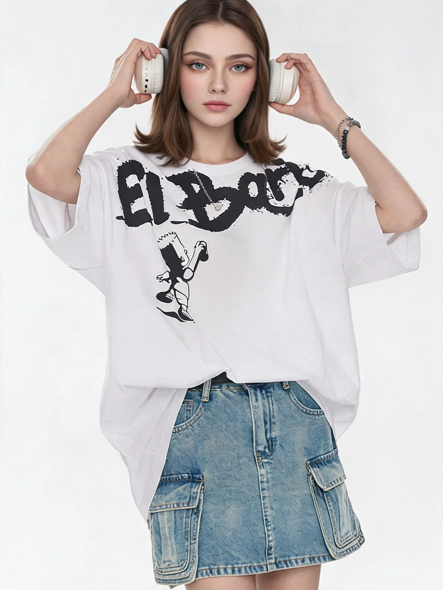 American Street Style Cartoon Graffiti Oversized T-shirt - Image 2