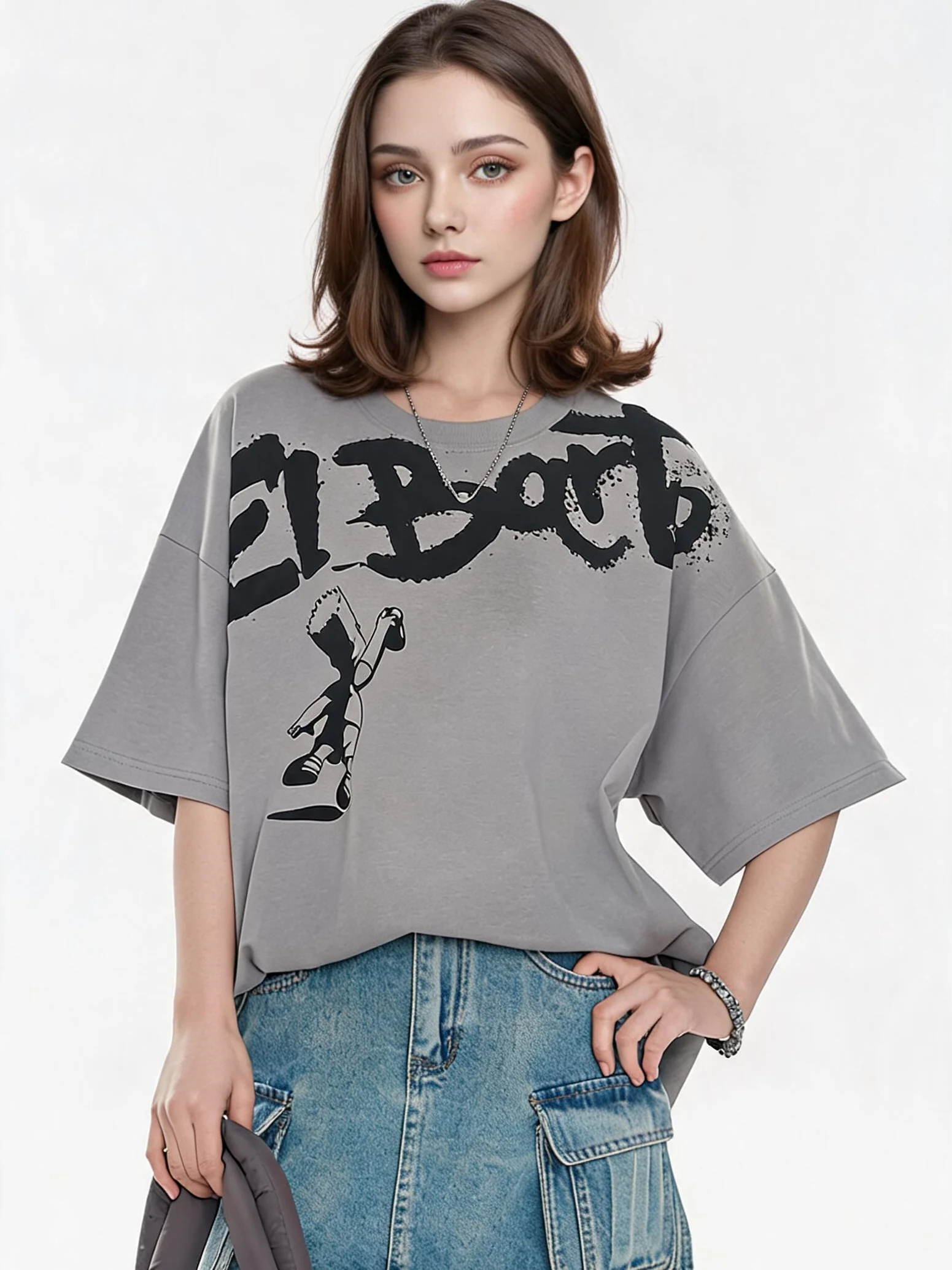 American Street Style Cartoon Graffiti Oversized T-shirt - Image 5