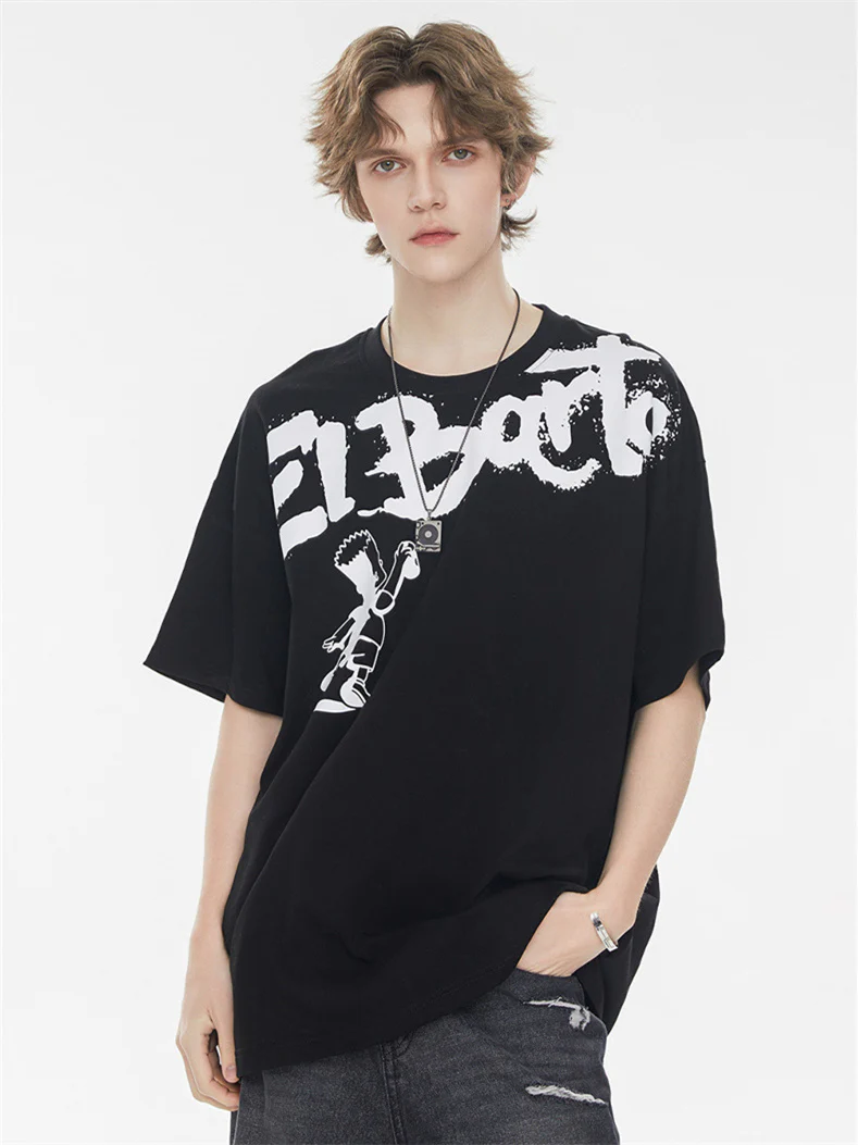 American Street Style Cartoon Graffiti Oversized T-shirt - Image 9