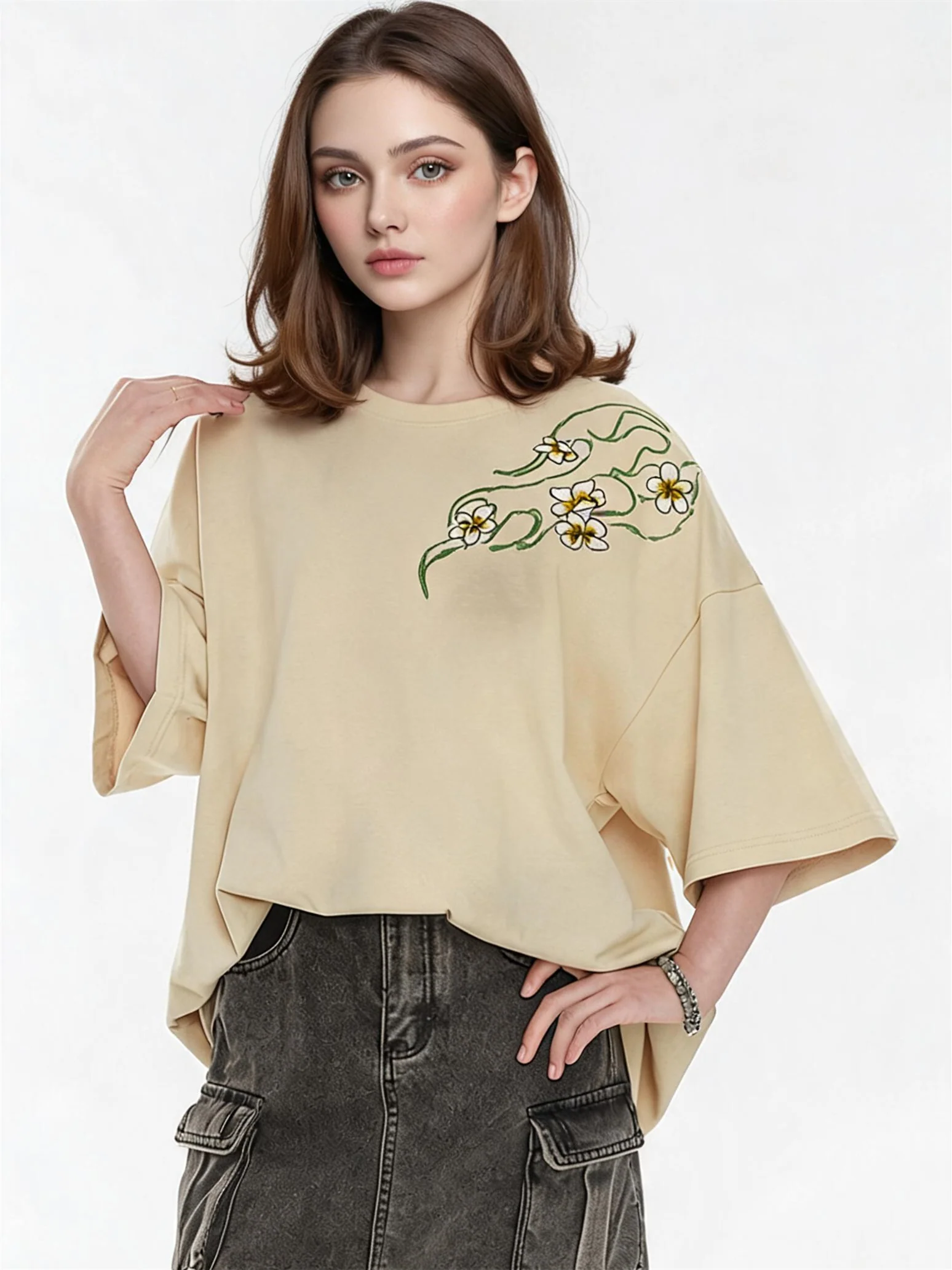 Fresh And Gentle Style Oversized Casual T-shirt - Image 11