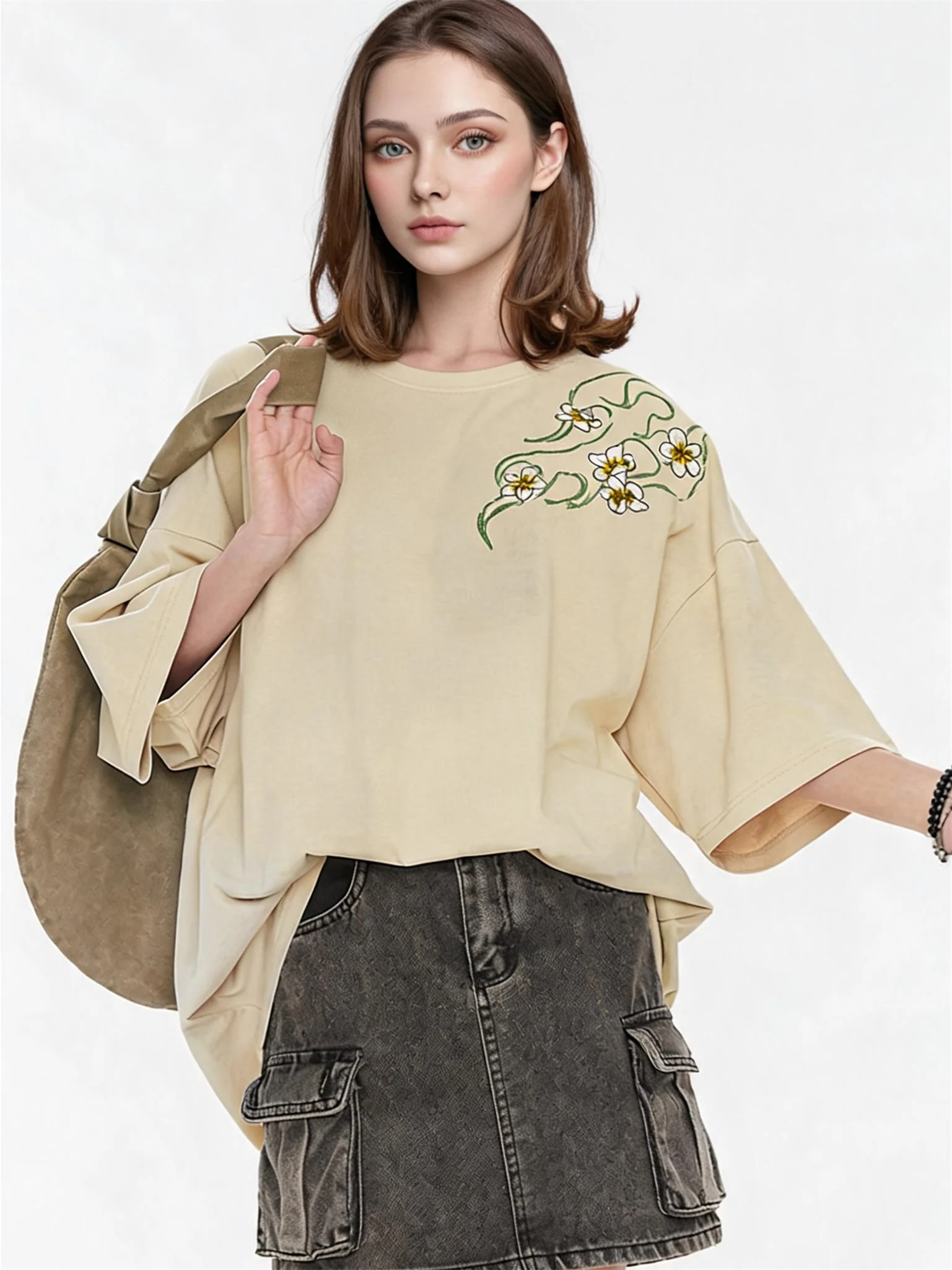 Fresh And Gentle Style Oversized Casual T-shirt - Image 12