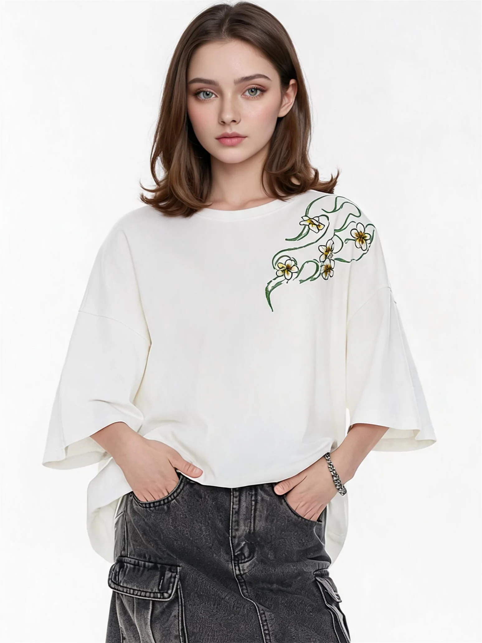 Fresh And Gentle Style Oversized Casual T-shirt - Image 8