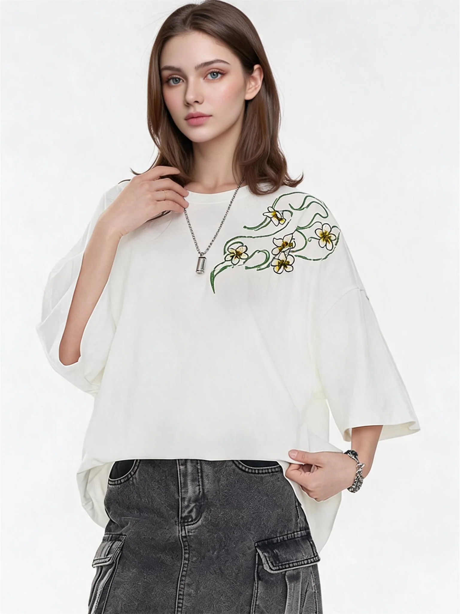 Fresh And Gentle Style Oversized Casual T-shirt - Image 9