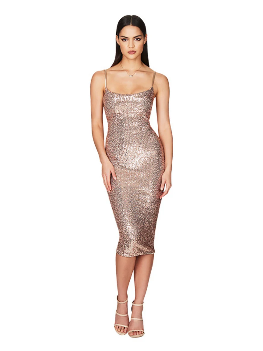 Sequined Backless Halter Dress - Image 14