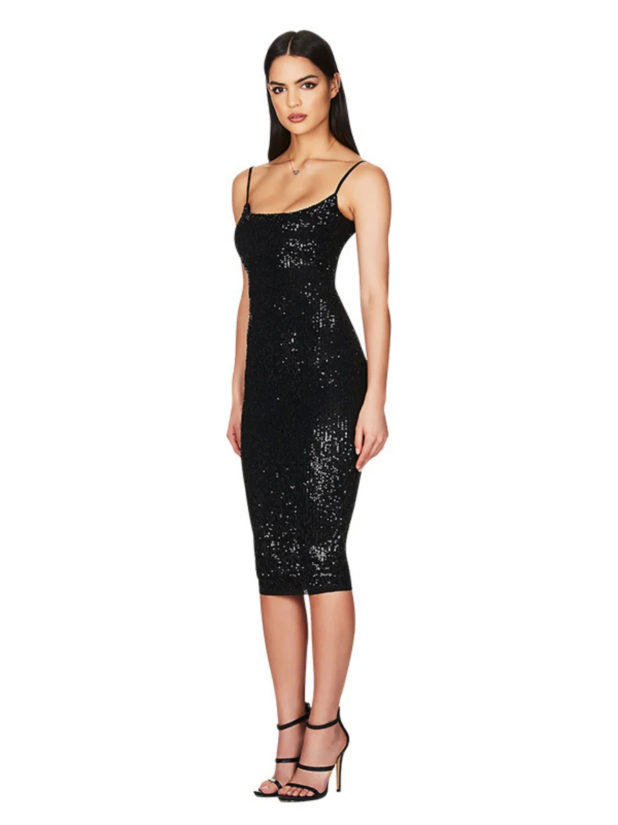 Sequined Backless Halter Dress - Image 4