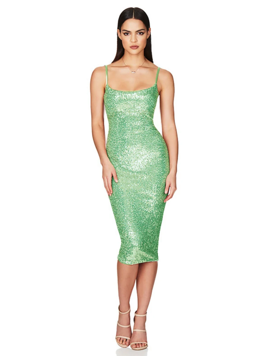 Sequined Backless Halter Dress - Image 6