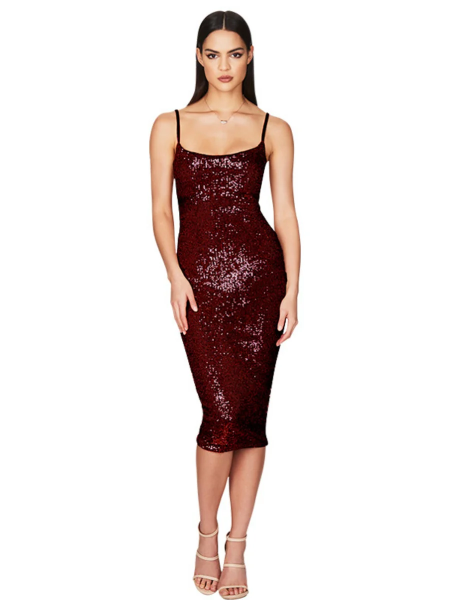 Sequined Backless Halter Dress - Image 7