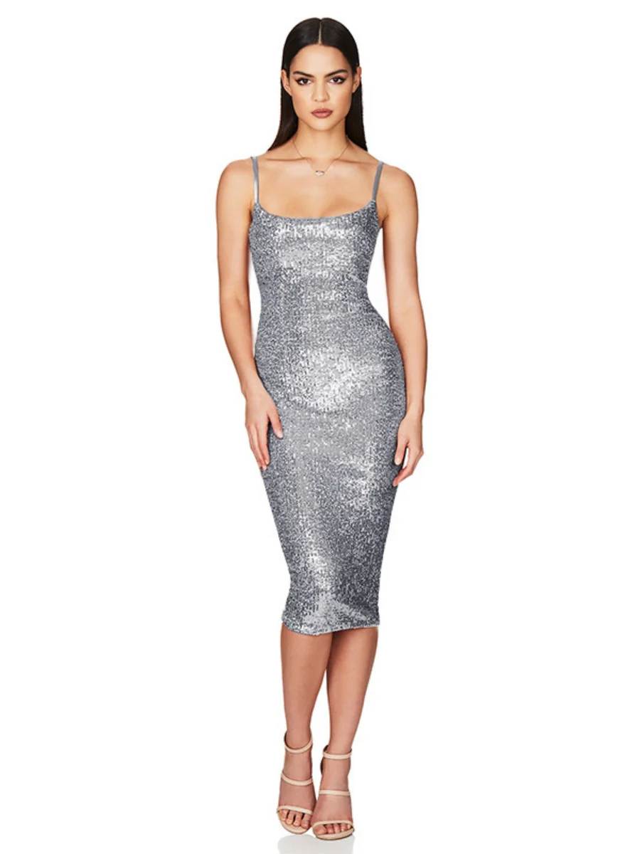 Sequined Backless Halter Dress - Image 8