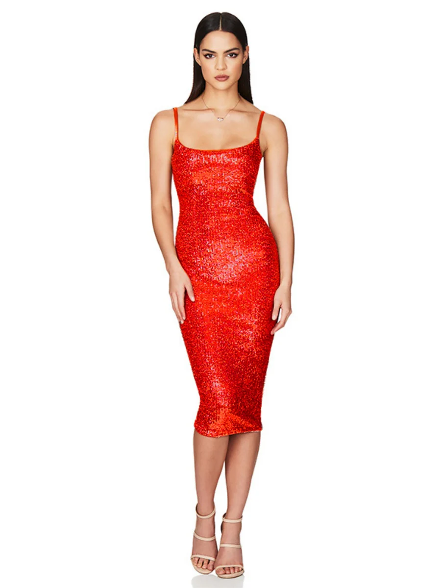 Sequined Backless Halter Dress - Image 9