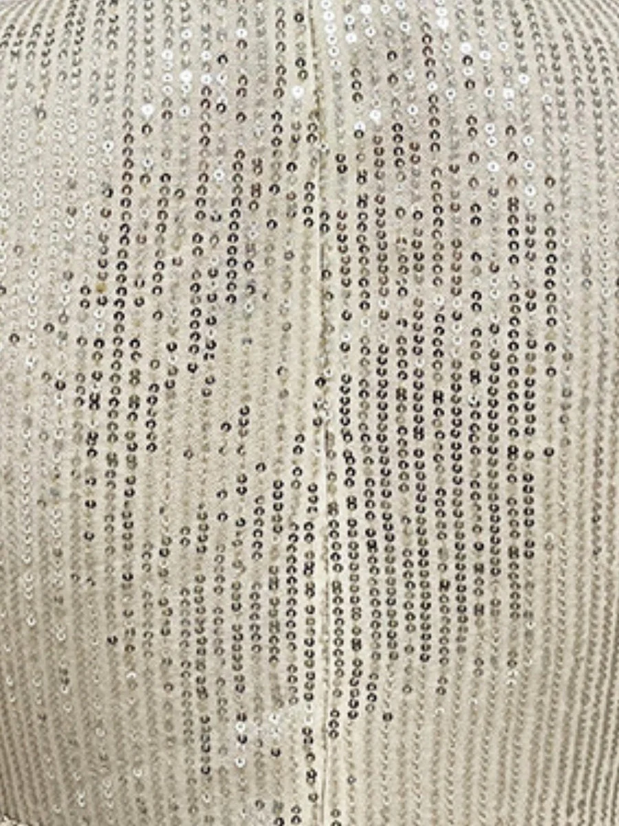 Deep V Long Sleeve Belt Sequins Jumpsuit - Image 6