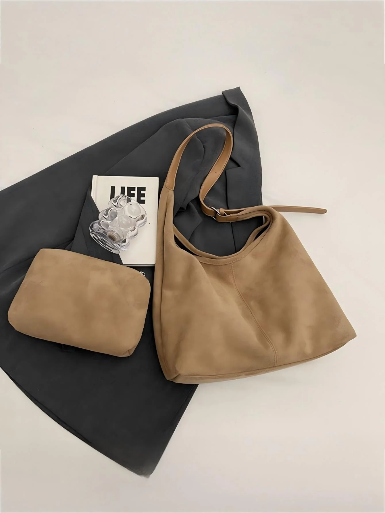 Large Capacity Suede Shoulder Bag - Image 12