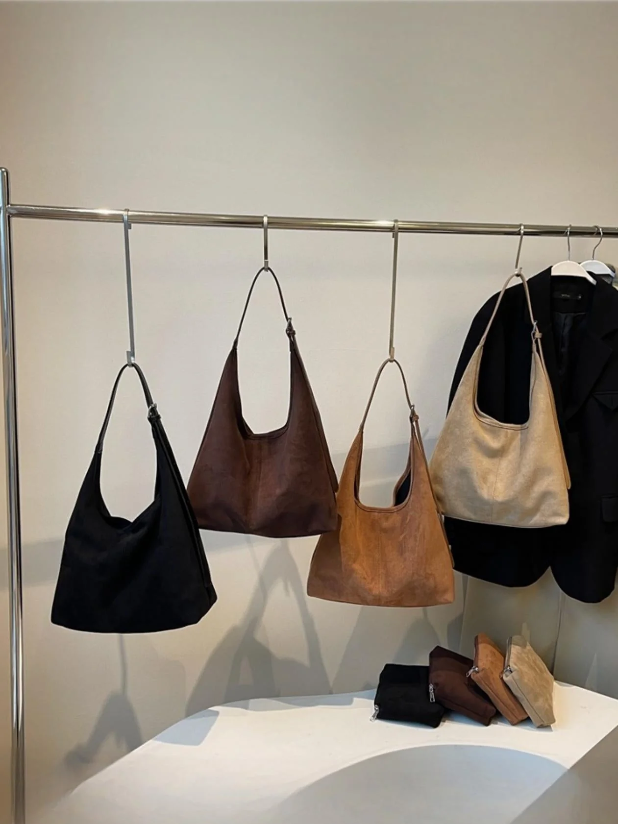 Large Capacity Suede Shoulder Bag - Image 14