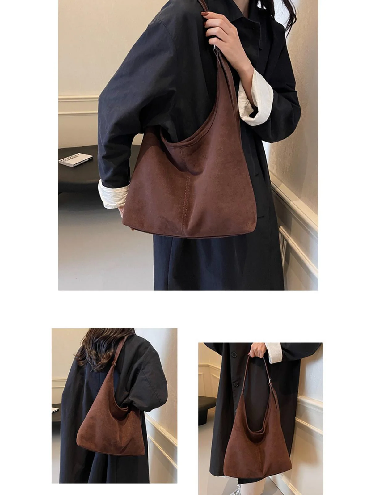 Large Capacity Suede Shoulder Bag - Image 8