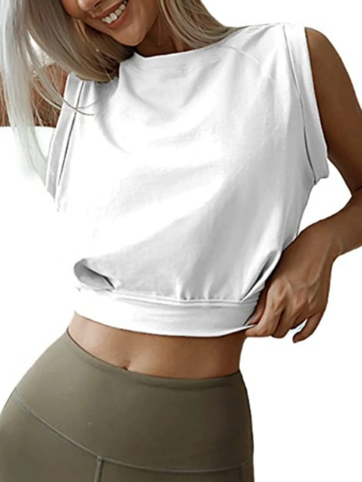 Sleeveless Running And Fitness Cropped Sports Vest