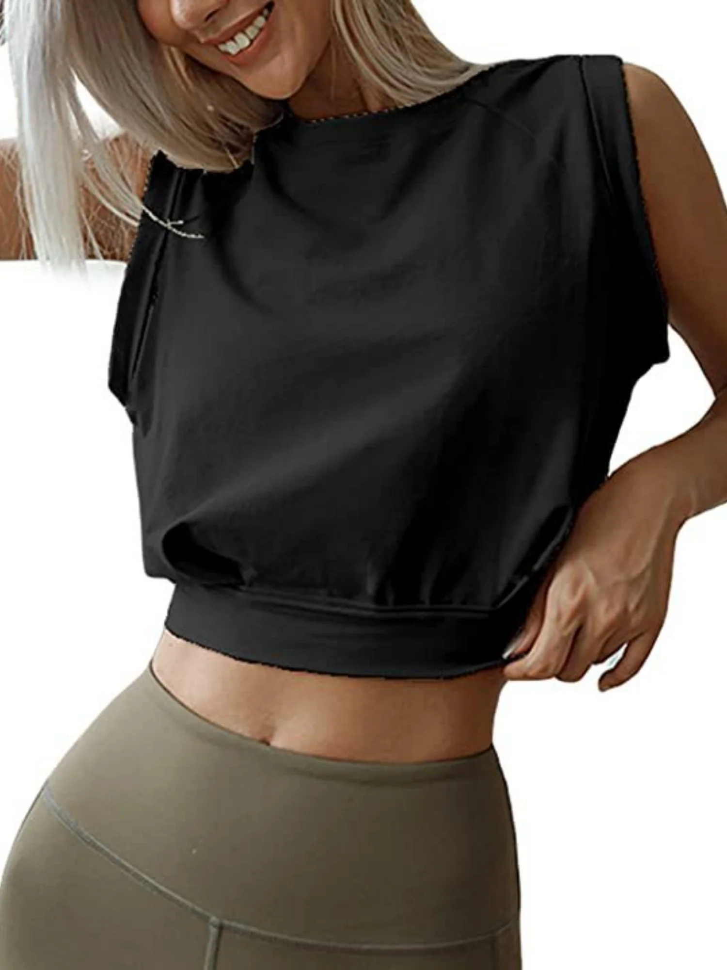 Sleeveless Running And Fitness Cropped Sports Vest - Image 3