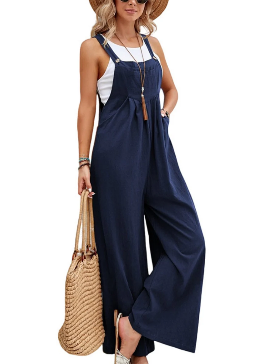 Solid Color Casual Pocket Jumpsuits - Image 10