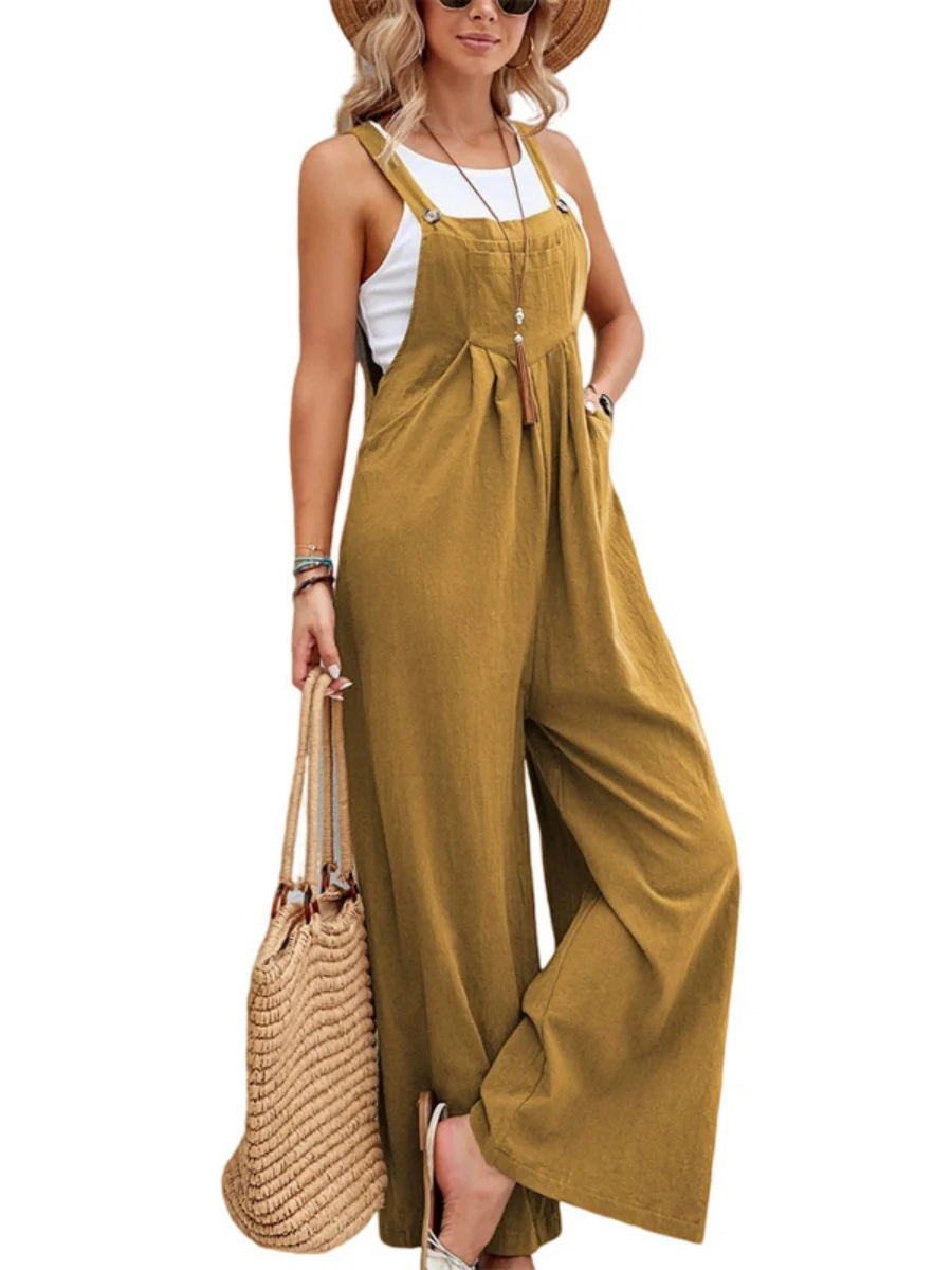 Solid Color Casual Pocket Jumpsuits - Image 11