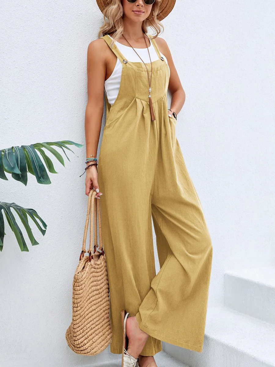 Solid Color Casual Pocket Jumpsuits - Image 2