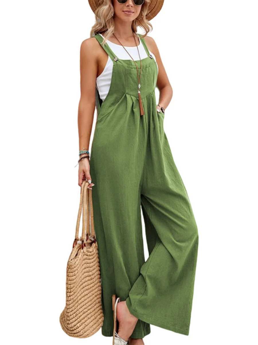 Solid Color Casual Pocket Jumpsuits - Image 6