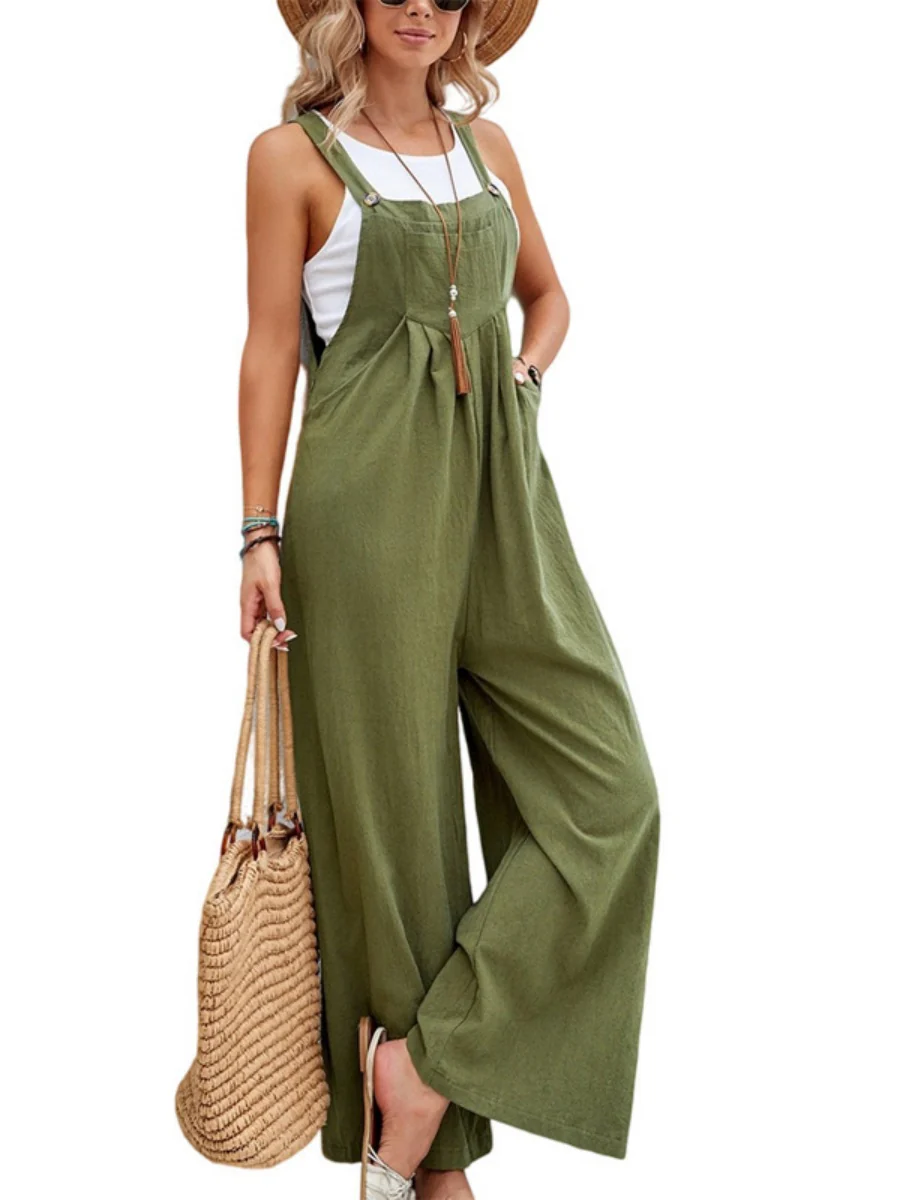 Solid Color Casual Pocket Jumpsuits - Image 8