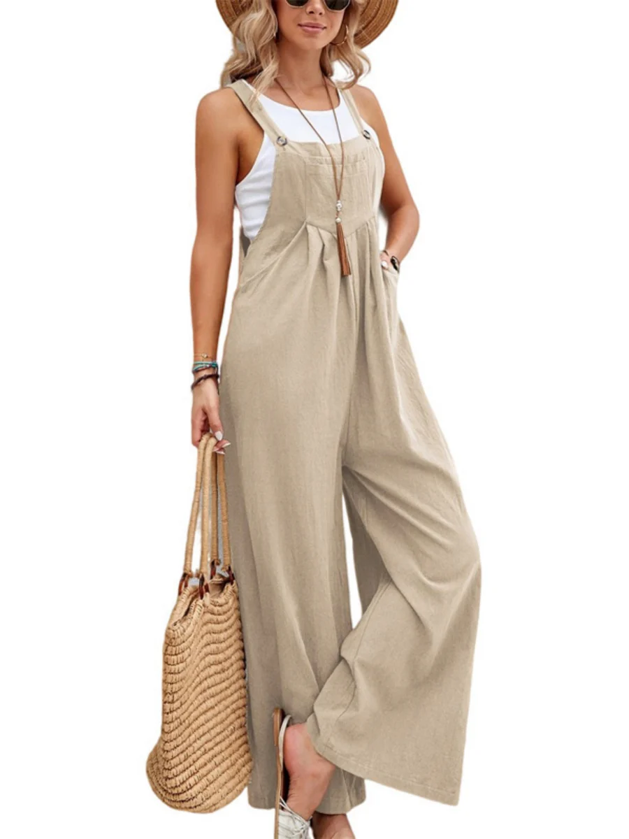 Solid Color Casual Pocket Jumpsuits - Image 9