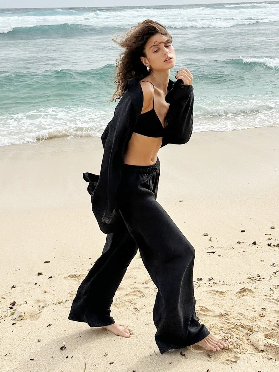 Loose-fitting Long-sleeved Shirt And Casual Trousers Two-piece Set - Image 12