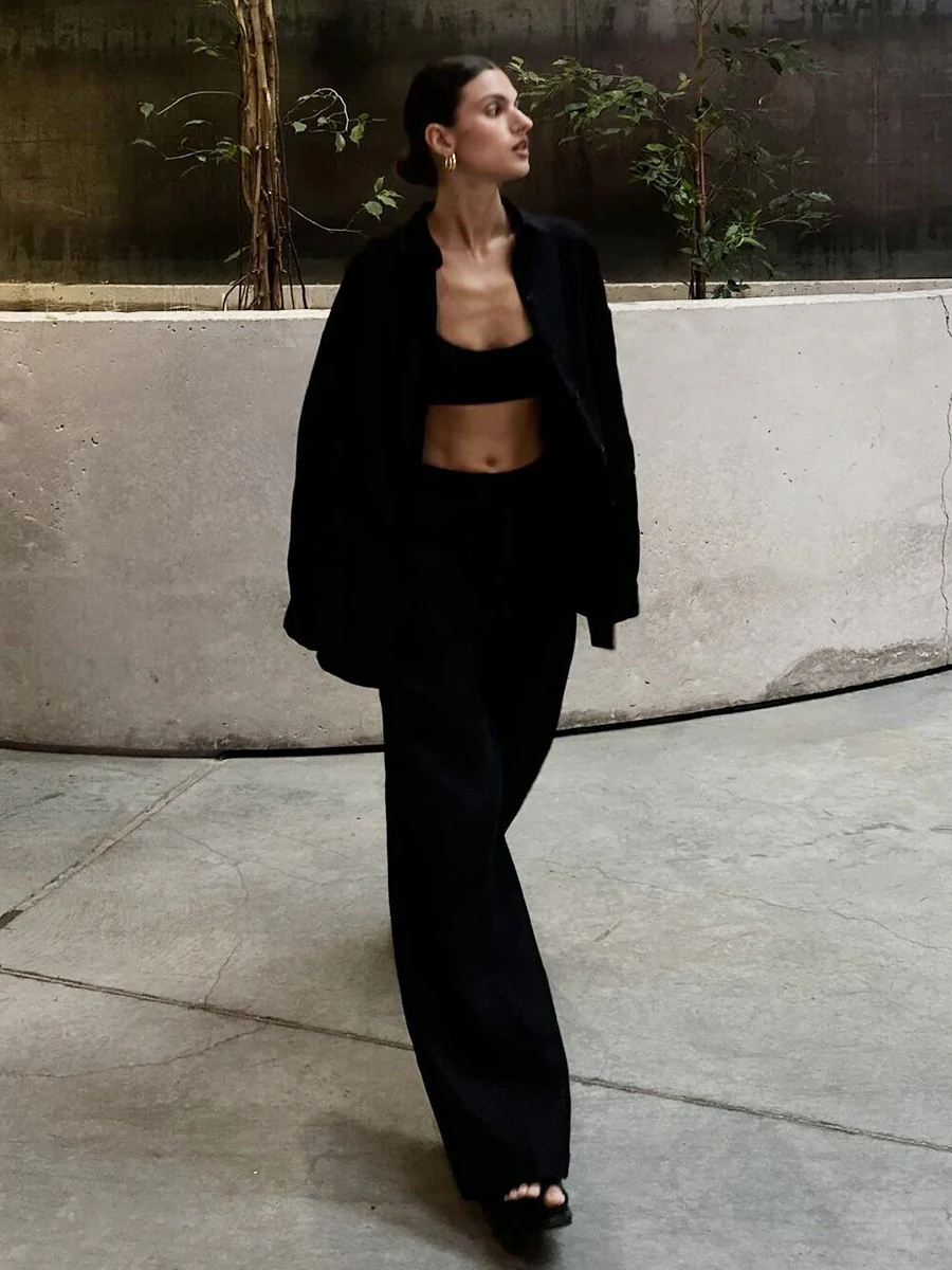 Loose-fitting Long-sleeved Shirt And Casual Trousers Two-piece Set - Image 13