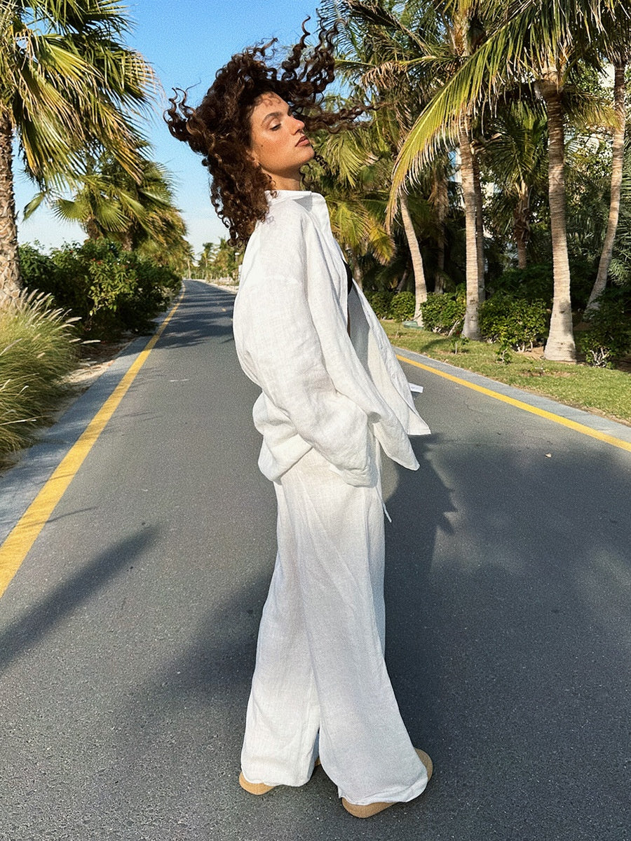 Loose-fitting Long-sleeved Shirt And Casual Trousers Two-piece Set - Image 2