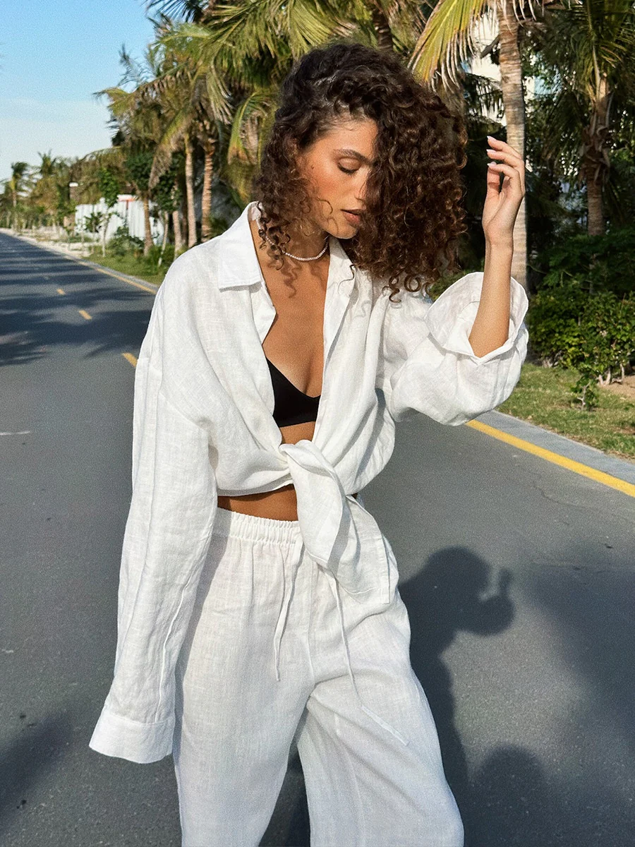 Loose-fitting Long-sleeved Shirt And Casual Trousers Two-piece Set - Image 6