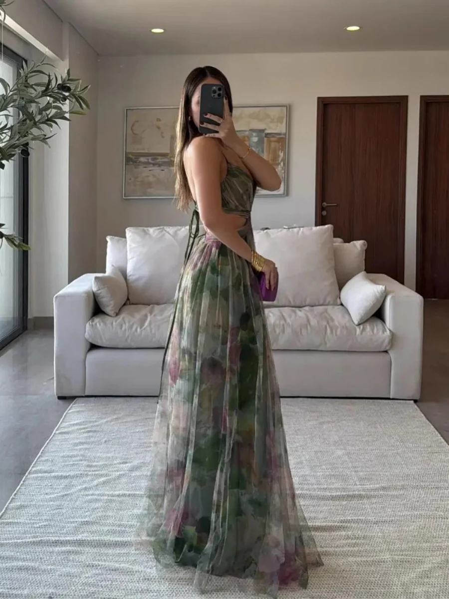 Liber Autumn Women's Zipper Abstract Maxi Dresses - Image 2