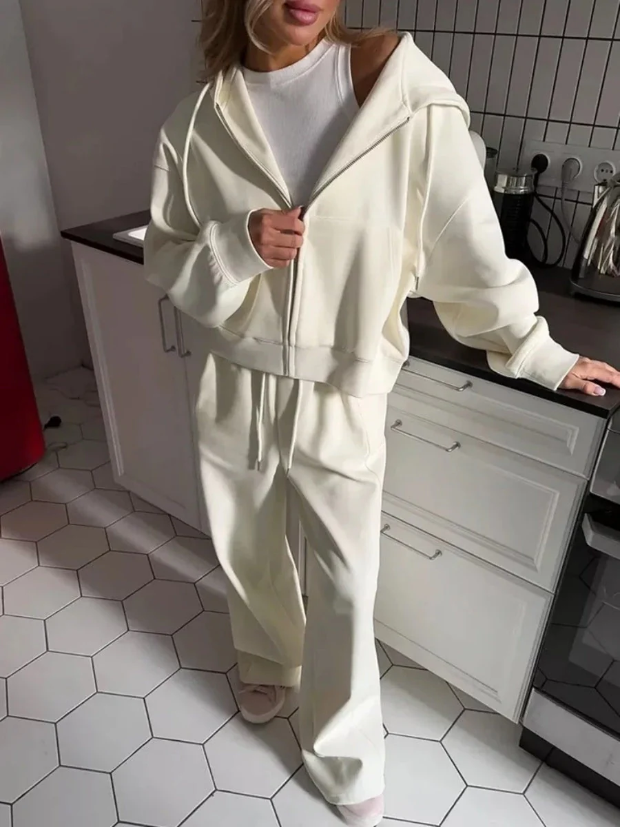 Simplicity Zipper Hoodie, Athletic Casual Pants 2-piece Sets - Image 4