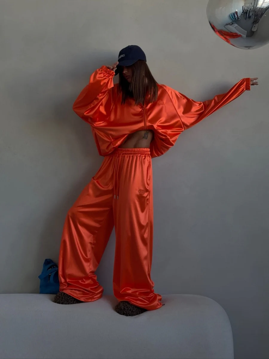 Zippered Loose Sweatshirt Jacket And Wide-Leg Pants Two-Piece Set - Image 11