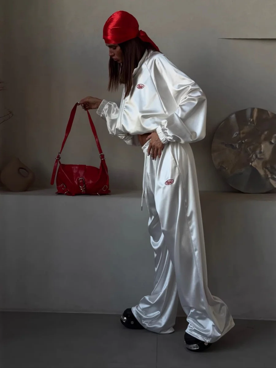 Zippered Loose Sweatshirt Jacket And Wide-Leg Pants Two-Piece Set - Image 4