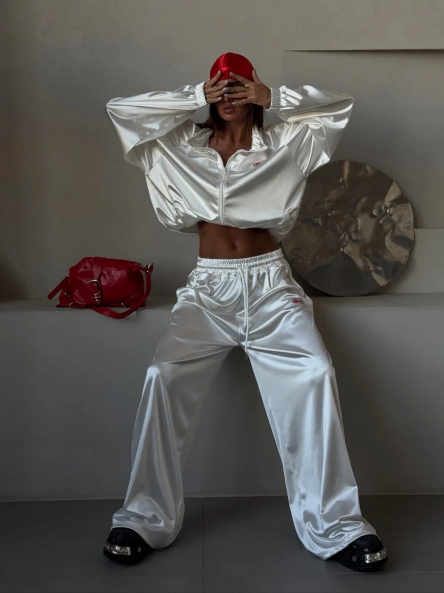 Zippered Loose Sweatshirt Jacket And Wide-Leg Pants Two-Piece Set - Image 5