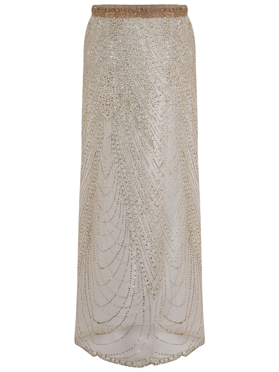 Beach Cover-up With Slits And Tie-up Shimmering Sequined Skirt - Image 15