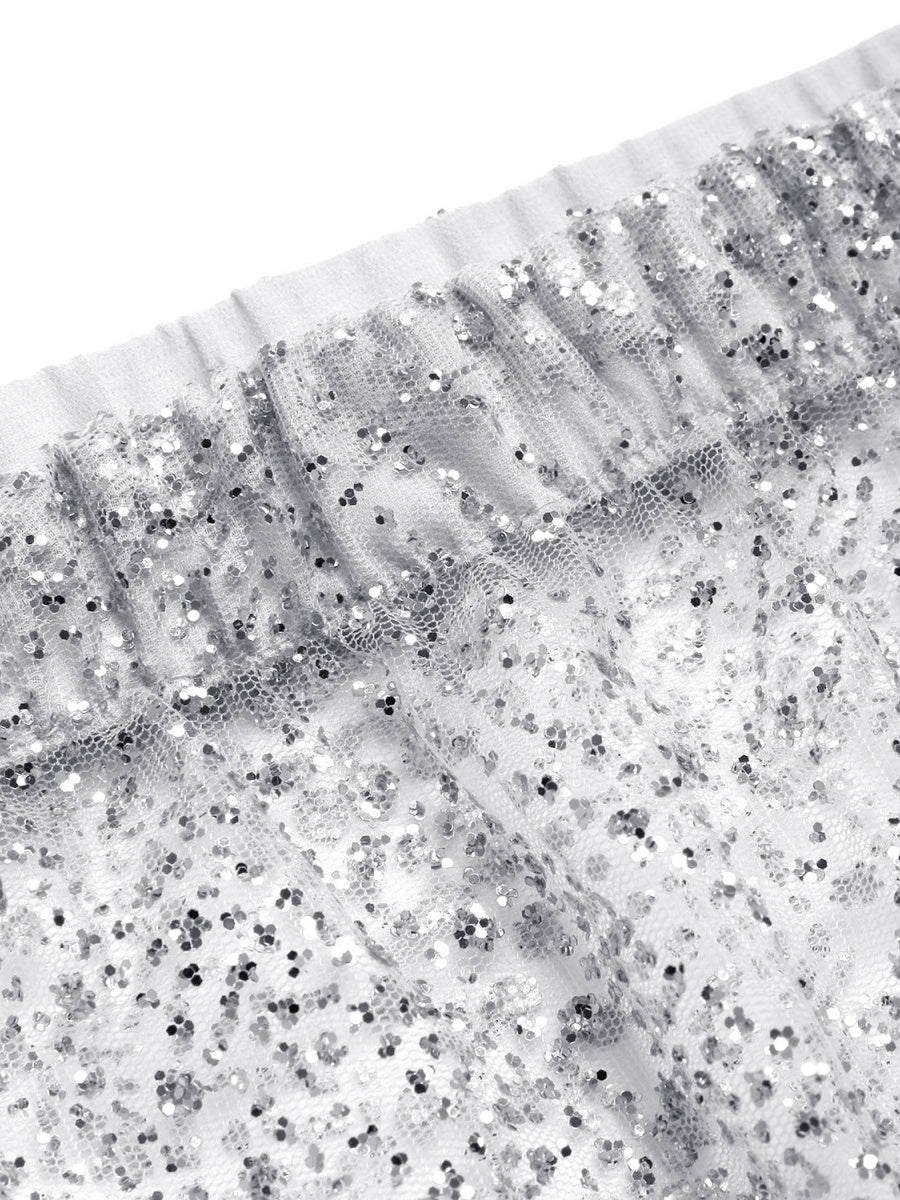 Beach Cover-up With Slits And Tie-up Shimmering Sequined Skirt - Image 6